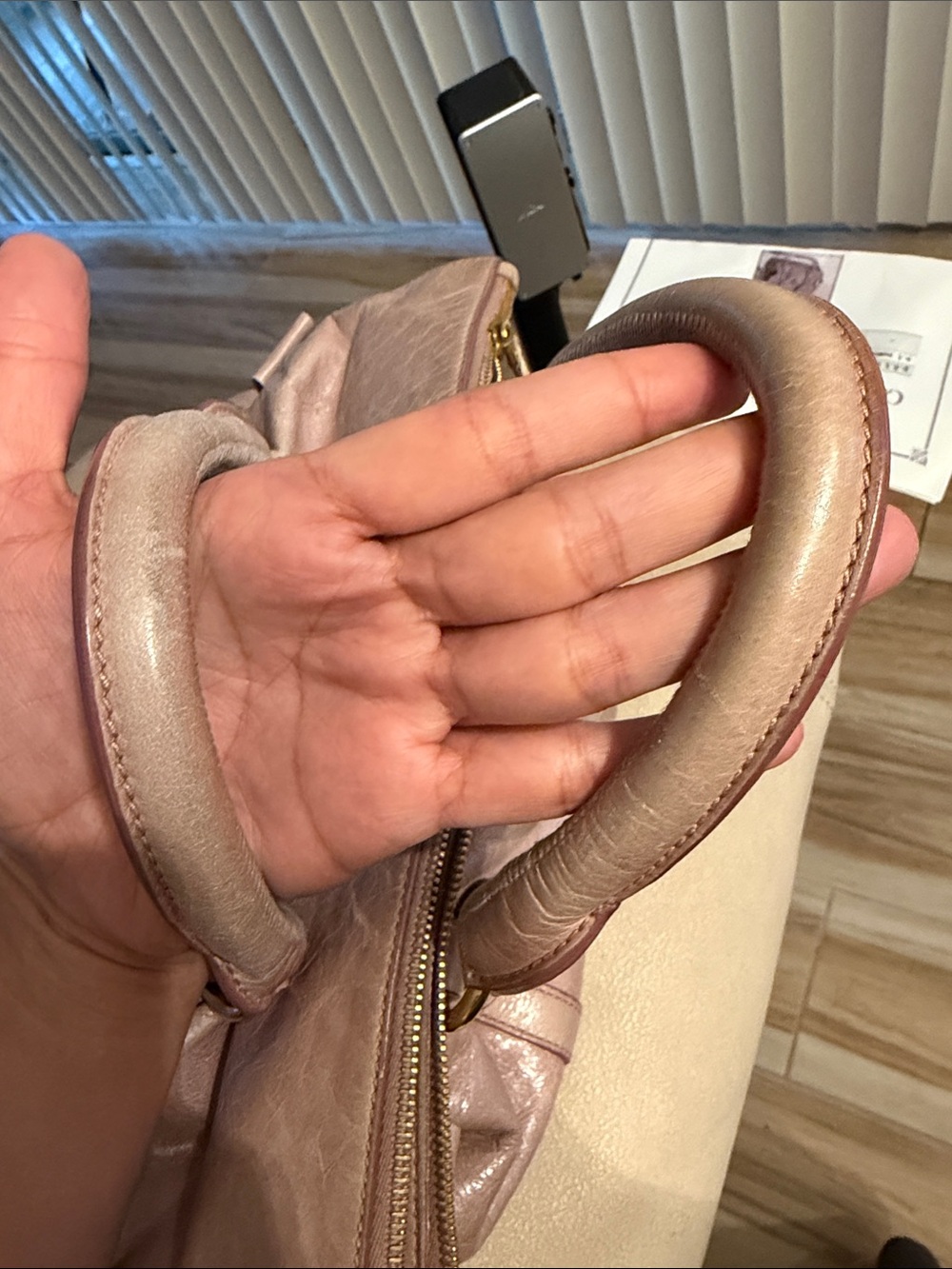 Miu Miu Blush Pink/Beige Leather Satchel with Gold Hardware - Picture 15 of 15